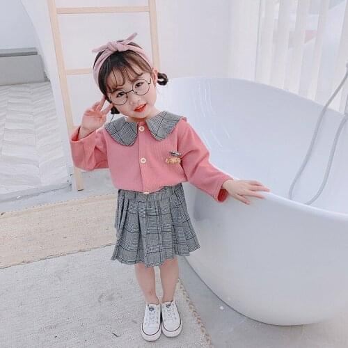 Girls' Autumn 2020 New Korean Style Fashionable Plaid Cardigan Skirt Outfit
