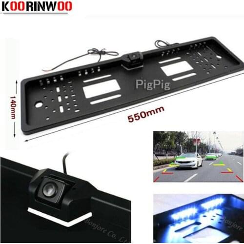 Koorinwoo 16 LED Lights EU European Car License Plate Frame Rearview Camera Waterproof Reversing Colorful image Parking Guide