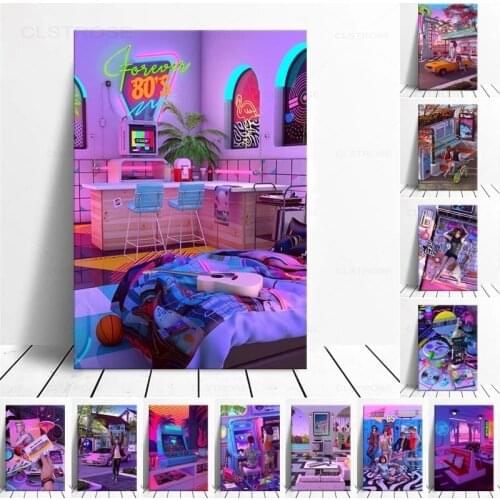 80S Cinema Nordic Poster Back To The Arcade Canvas Painting Vintagw Scenery Wall Art Picture for Living Room Home Decoration