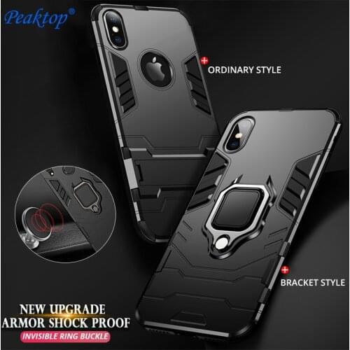 Anti Shock Proof Case For iPhone 11 Pro X XR XS Max 8 Plus 6 6s 7 5 SE 2020 5S Phone Case PC+Silicone Iron Man Kickstand Cover