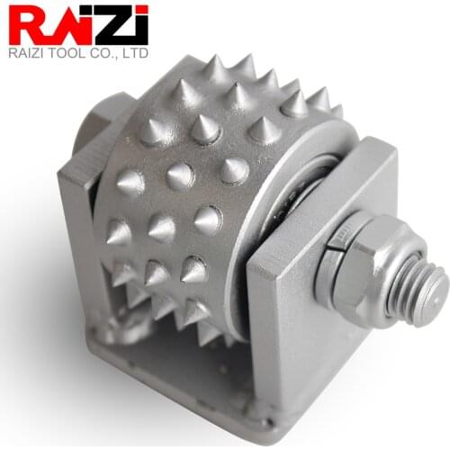 Raizi 1 pc Husqvarna Bush Hammer Roller for Concrete Floor Epoxy Removal on Husqvarna Grinder Redi Lock Two Rows Carbide Tips