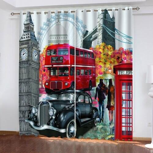 3D Luxury Curtains Custom Bustling City Scenery Photos Printing Blackout Curtains For Living Room Bedroom 3D Curtain