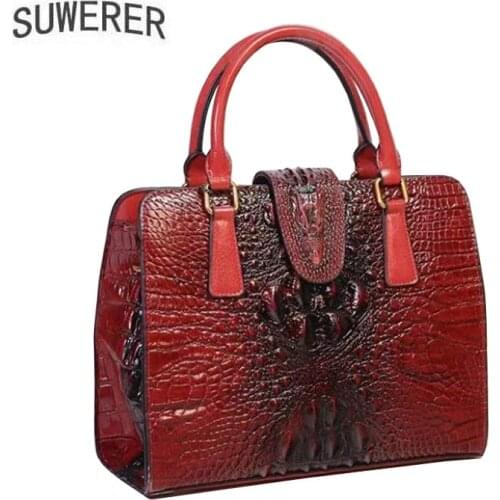 New Luxury Handbags Women Bags Designer Famous Brand Crocodile Pattern Cowhide Leather Women Purse Fashion Female Bag