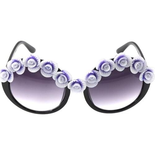 New Fashion Baroque Women Girls flower Sunglasses Retro Brand Luxury Crystal Sunglasses Beach Sweet Glasses