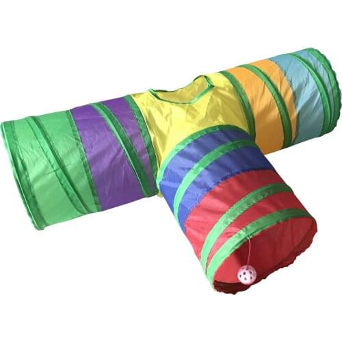 3 Holes Funny Pet Cat Tunnel Kitten Toys Puppy Ferrets Rabbit Dog Play Tubes Balls Foldable Storage Tunnel Tubes 2 Colors