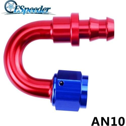 ESPEEDER Universal 0 45 90 180 Degree Fuel Push On Hose End Oil Fitting AN10 Aluminum Adapter Reusable Oil Cooler Fittings