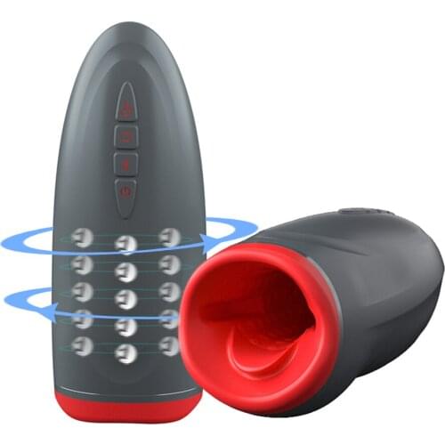 Rotating Male Masturbator Penis Delay Trainer Vibrator Heating Automatic Oral Climax Sex Glans Stimulate Massager Sex Toy forMen