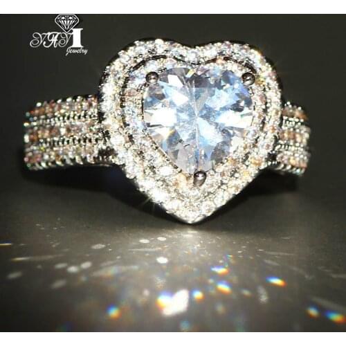 YaYI Jewelry Fashion Princess Cut 8*8mm White Pink Heart ALL Cubic Zirconia Silver Color Engagement Wedding Party Lovers Rings