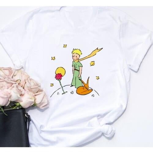 New Punk Women T-shirt Little Prince Patterned Top Female T Shirt Harajuku Summer O-neck Clothing Casual Ladies Tee Tops Tshirts