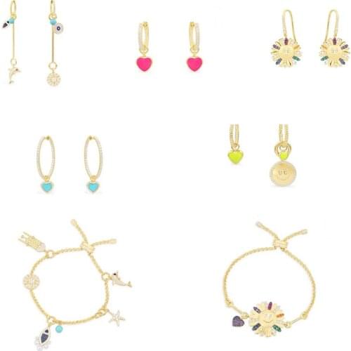 S925 Sterling Silver New Rainbow Daisy Tassel Jellyfish Love Earrings Summer Must-have Fashion Luxury Brand Monaco Jewelry