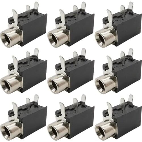 PCB Mount PJ-316 3.5mm Female Jack 3 Pin Socket Headphone Jack Audio Video Terminals Connector DIP-3 PJ316 3.5 mm Black