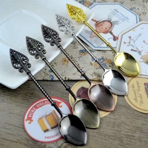 Mini Spoons Set of 12 Vintage Wand Espresso Demitasse Coffee Tea Spoon Retro Small Beauty Sugar Dessert Spoons Alloy Flatware