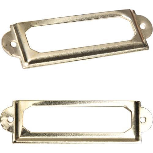10Pcs For Furniture Cabinet Drawer Box Case Bin Antique Brass Metal Label Pull Frame Handle File Name Card Holder