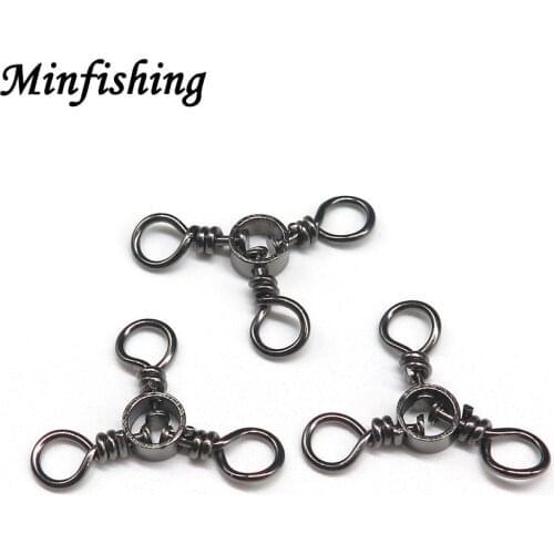 100 pcs Stainless Steel 3 Side Swivels Fishhook Connectors Rolling Swivel Fishing Accessories Tackle