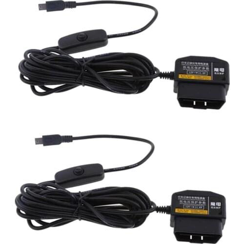 2pcs Cheap Car OBD Buck Wire 12/24V to 5V Dash Camera Hardwire Adapter Step Down Cable for DVR GPS
