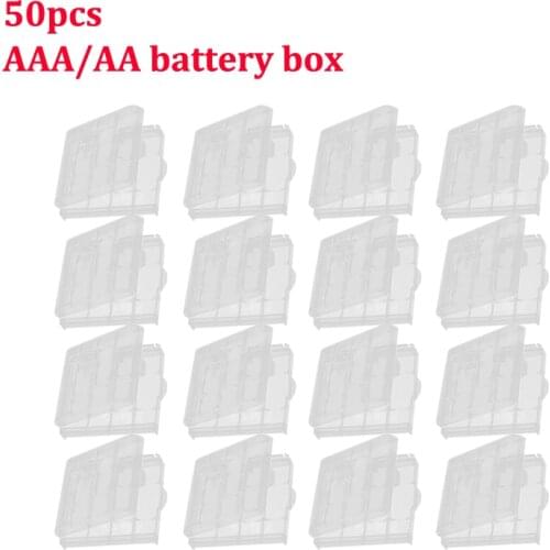 50Pcs AA AAA Plastic Case Holder Storage Box Cover for 10440 14500 AA AAA Battery Box Container Bag Case Organizer Box Case