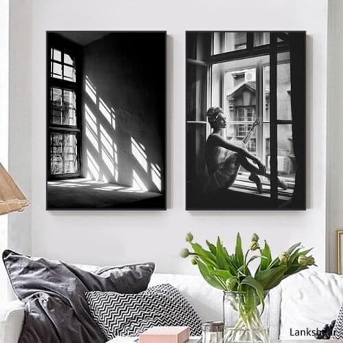 Abstract Veil Lonely Ballet Girl Canvas Painting Fashion Wall Art Picture Living Room Nordic Big Posters Prints Tableau Salon