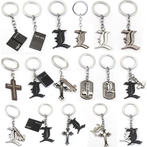 Anime Death Note Keychain Black Note Book Pendant Cosplay Key Chains Figure Toys Double L Chaveiro Jewelry Car Keyholder