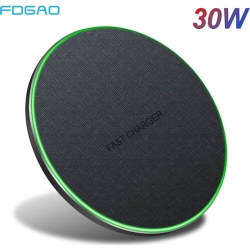 FDGAO 30W/20W/15W Wireless Charger For iPhone 12 11 XS X XR X 8 Qi Induction Fast Charging Pad for Samsung S21 S20 Xiaomi Mi 11