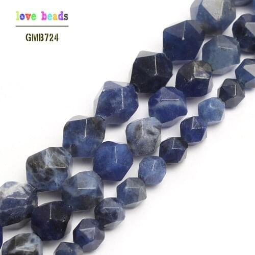 Wholesale Natural Stone Beads Faceted Blue Sodalite Round Beads For Making Jewelry 15Inchese 6/8/10mm Beads Diy Jewelry Bracelet