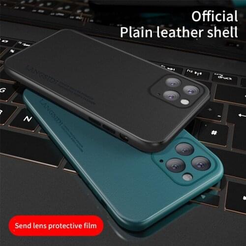 Genuine Leather phone case for iPhone 11 11 Pro cover for iPhone 11 Pro max fashion 360 Full Protective Back Solid color case