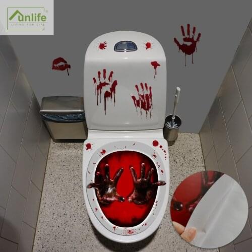 Funlife® Bloody Hand Bathroom Toilet Seat Stickers Home Decor Wall Stickers Waterproof Self-Adhesive DIY Wall Decal for Restroom
