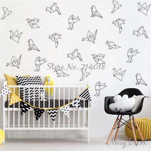 Geometric Origami Birds Wall Decals 9 styles 45 pcs Decals Geometric Vinyl Wall Stickers For Kids Room Unique Home Decor A821