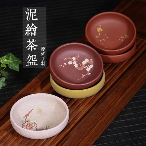 Yixing purple clay painted tea bowl tea cup wholesale tea cup all hand-made authentic high-end Master Cup