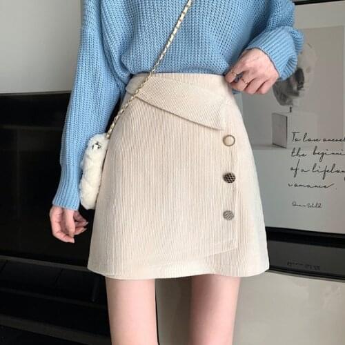 Short Skirt Womens Spring And Autumn New Retro High Waist Corduroy Hip Skirt