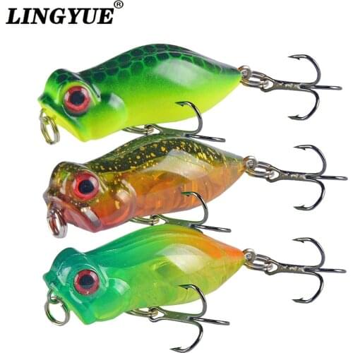 LINGYUE 1pcs Small Popper Fishing Lure 40mm 3.2g Topwater Bait Hard Crankbait For Bass Plastic Wobblers Mini Pesca Artificial