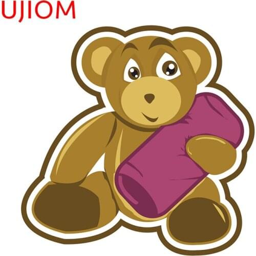 UJIOM Cute Cartoon Bear Toilet Sticker Decoracion Para Sala Bedroom Accessories Wall Stickers Customizable Bathroom Decor Poster