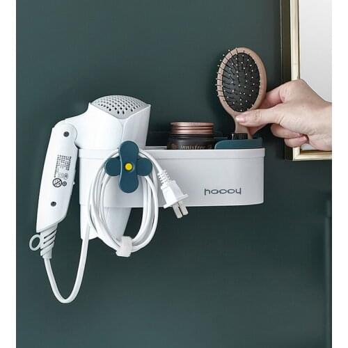 No-punch Wall Mount Blower Bathroom Shelves Shelf Home Bathroom Toilet Storage Rack Multifunctional Single Tier Storage Rack