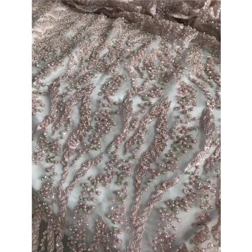 Nigerian Lace Fabric with beads High Quality Lace L-588682 French Tulle Lace Fabric African Lace Fabric For Party Dress