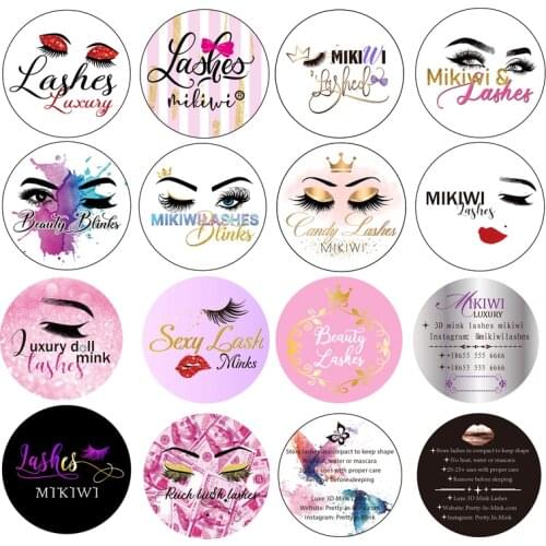 Wholesale Free Design Custom Packaging Label logo stickers All Size False Eyelashes Labels 25mm 3D Mink Lashes brand Stickers