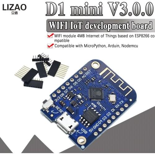 Wemos D1 Mini V3.0.0 WIFI Internet of Things Development Board Based ESP8266 CH340 CH340G 4MB For Arduino Nodemcu V2 MicroPython