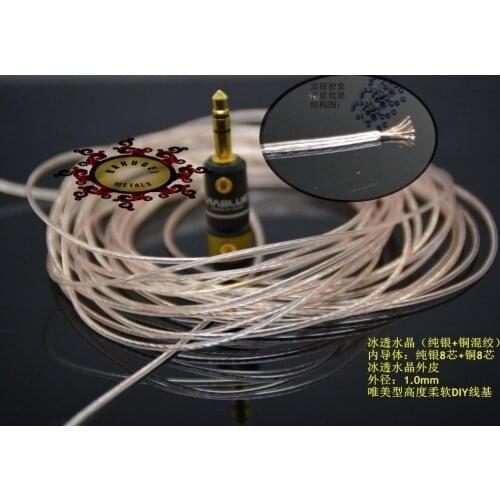 Silver 8 * 0.08mm +copper 8 * 0.08mm DIY headphone wire 1.0mm HAKUGEI cable 6meters