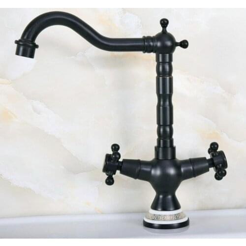 Black Oil Rubbed Bronze Ceramic Base Kitchen Wet Bar Bathroom Vessel Sink Faucet Single Hole Swivel Spout Mixer Tap anf648