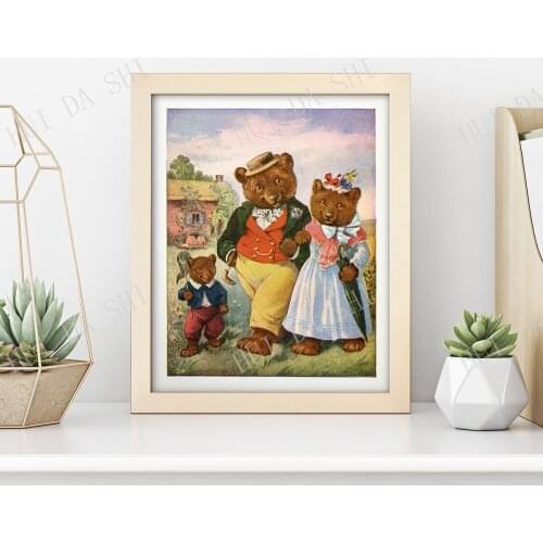 Antique Bear Family Print • Nursery Wall Art • High Quality Giclée Print