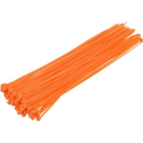 Uxcell 200pcs Cable Zip Ties 200mmx2.5mm Self-Locking Nylon Tie Wraps Orange Single-use Locking Flexible Cable Tie