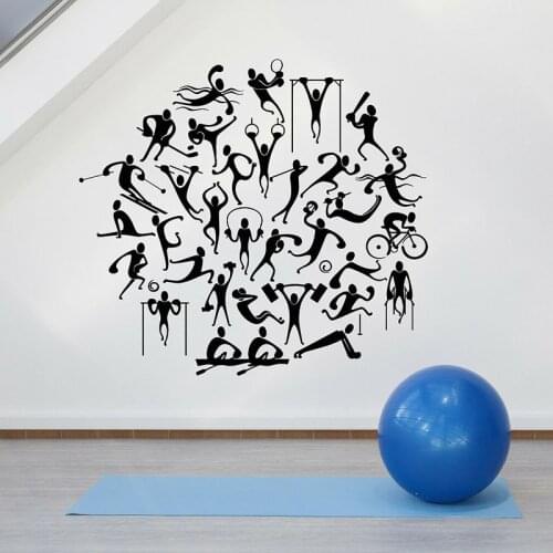 Cartoon People Wall Decal Love Sports Physical Education Vinyl Window Stickers School Stadium Bedroom Dorm Interior Decor E572