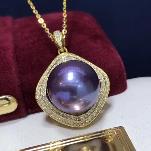 Pearl Pendants Fine Jewelry 925 Sterling Silver Natural Edison Pearl 14-15mm Pendant Necklaces for Women FIne Pearls Pendants