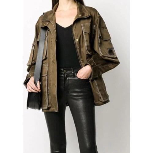 End 10.24 Fashion High Contrast Color Hooded Long Sleeve Safari Style Casual Zipper Jacket Coat Women 2021 New