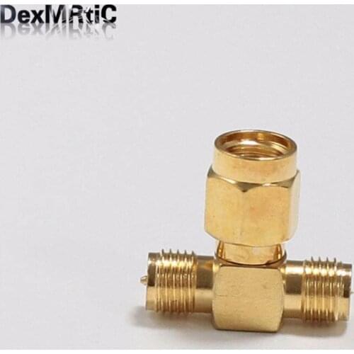 1pc RP-SMA male plug switch 2*RP-SMA female jack RF Coax Adapter convertor straight goldplated NEW wholesale