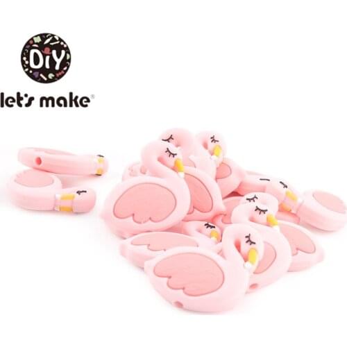 Lets Make Mini Flamingo Silicone Teething Beads 100pcs Nursing Necklace DIY Baby Accessories Newest BPA Free Baby Teethers