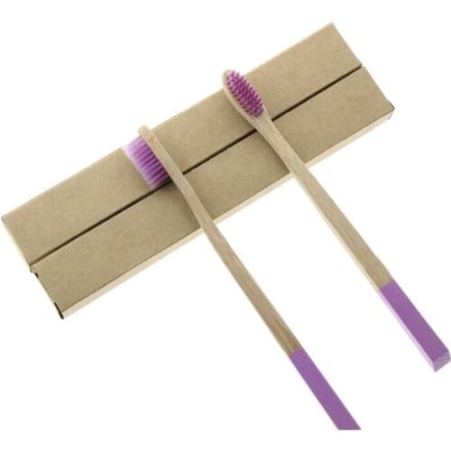 FDA Certification 2Pcs/Set 18.5cm Women Girls Oral Health Care Tool Flat Handle Natural Bamboo Best Good Toothbrush Tooth Brush