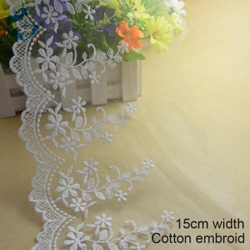 3yards 15cm white embroid sewing ribbon guipure lace trim or fabric warp knitting DIY Garment Accessories free shipping#1806