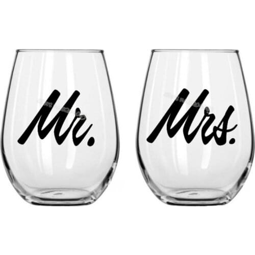 9pcs Mr& 9pcs Mrs /set Wine Glass Decal Wedding Day banquet Toasting stemless wine glass Sticker Decor accessories EB019