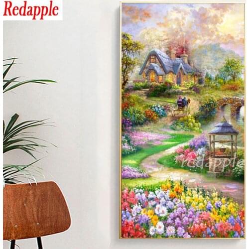 Diamond mosaic village landscape rhinestone embroidery dream horse flower graden full drills square round cross stitch large art