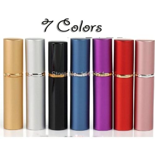 Factory Price Wholesale DHL FREE 500pcs Colorful 5ml Travel Perfume Atomizer Refillable Spray Aluminium Glass Empty Bottle PB62