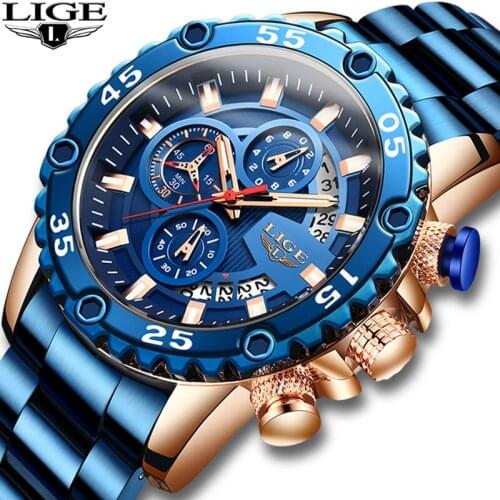 LIGE Men’s Watches Classic Aesthetic Design Man Watch Sport Waterproof Stainless Wristwatch Men Quartz Watch Relogio Masculino